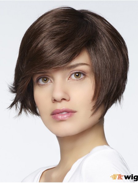 Straight Short Auburn 6 inch Monofilament Style Bob Wigs