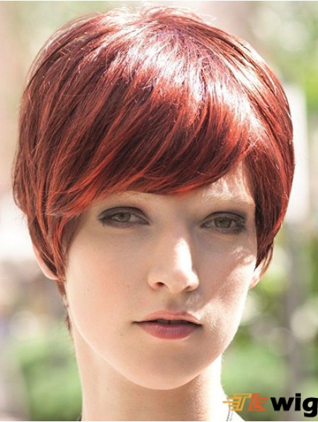Incredible 8 inch Straight Red Boycuts Short Wigs
