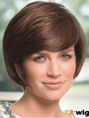 Wavy Chin Length Brown 8 inch Lace Front Perfect Bob Wigs