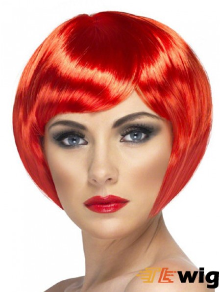 Sassy 8 inch Straight Red Bobs Short Wigs