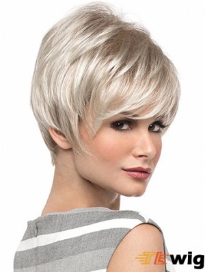 Popular 8 inch Straight Blonde With Bangs Short Wigs