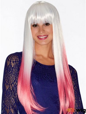 Straight Incredible 22 inch Ombre/2 Tone With Bangs Long Wigs