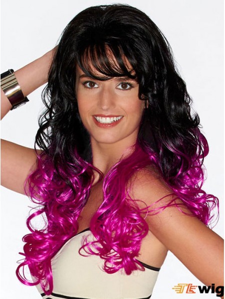 Curly Suitable 22 inch Ombre/2 Tone With Bangs Long Wigs