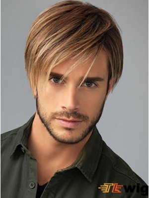 Brown Synthetic Short Men's Wigs With Bangs 