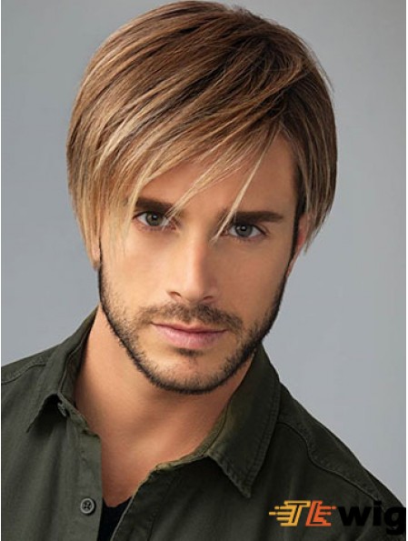 Brown Synthetic Short Men's Wigs With Bangs 
