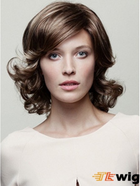 Classic Brown Wavy Chin Length 10 inch Top Medium Wigs