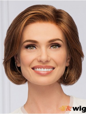 Auburn Wavy Monofilament Bobs 10 inch Synthetic Wigs Women