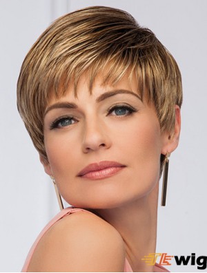 Synthetic Brown Boycuts Straight 5 inch Short Wigs