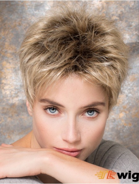 4 inch Blonde Synthetic Boycuts Straight Short Hair