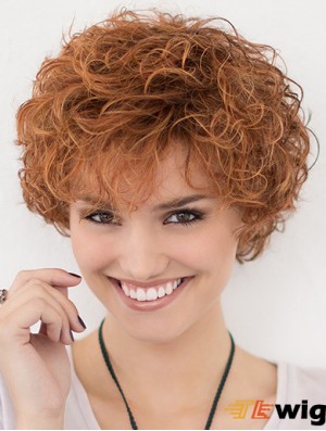 Lace Front Curly Copper Layered 10 inch Short Hairstyles