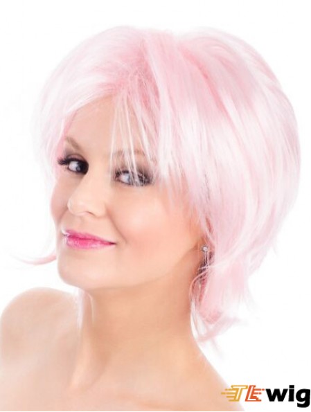Straight Bobs Pink 8 inch Capless Wig Fashion
