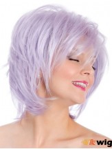 Capless Straight Lilac 8 inch Bobs Fashion Wig