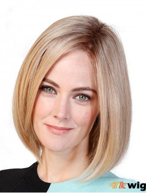 Straight Bobs Blonde 11 inch Monofilament Cancer Patient Wigs