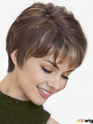 Boycuts Brown Straight 4 inch Lace Wigs