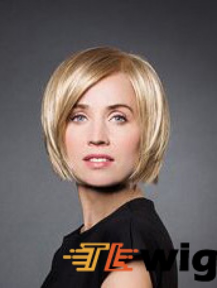 10 inch Straight Blonde Synthetic Chin Length Monofilament Wig Bob