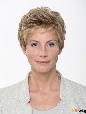 Synthetic Wavy Blonde 8 inch Short Monofilament Classic Wig
