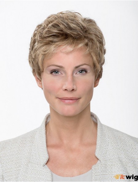 Synthetic Wavy Blonde 8 inch Short Monofilament Classic Wig