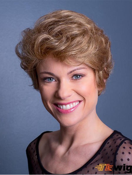Synthetic Wavy Blonde 8 inch Short Monofilament Classical Wigs