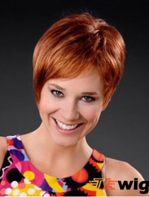 Copper Short Synthetic 8 inch Straight Boycuts Front Lace Wig