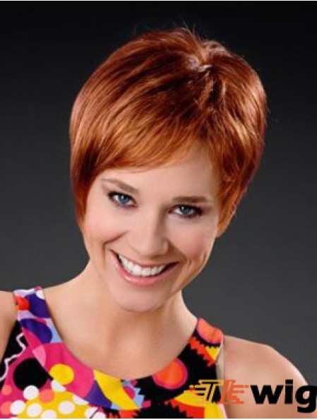 Copper Short Synthetic 8 inch Straight Boycuts Front Lace Wig