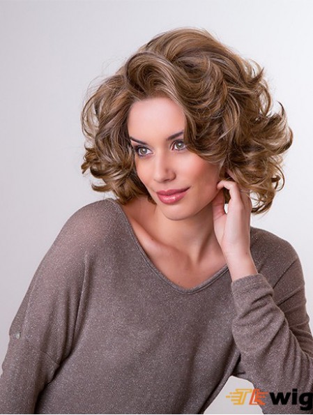 Brown 11 inch Layered Wavy Capless Synthetic Medium Wigs For Women