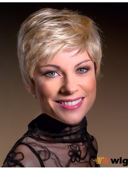 Blonde Boycuts Cropped 6 inch Straight Synthetic Monofilament Wigs For Women