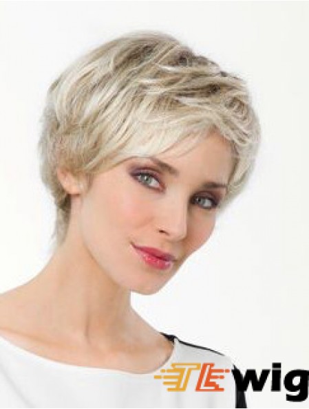 Platinum Blonde Boycuts Short 8 inch Straight Synthetic Monofilament Wig Sale