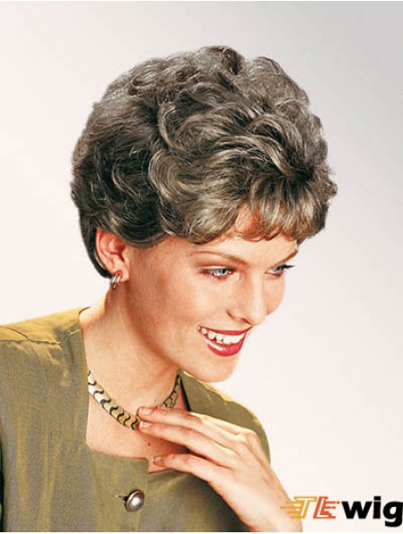 Curly Grey 7 inch Classic Synthetic Lace Front Short Wig
