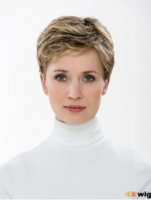 Synthetic Capless 4 inch Boycuts Straight Blonde Short Hair Styles