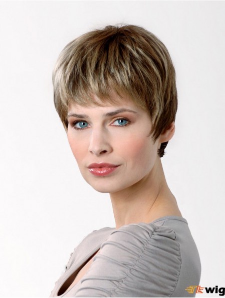 Synthetic Capless 6 inch Boycuts Straight Brown Short Haircuts