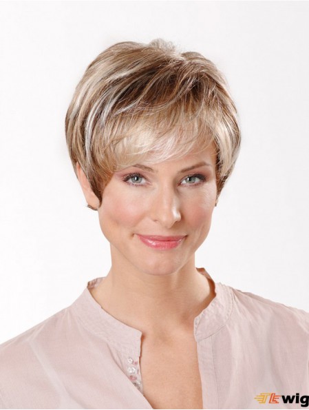 Synthetic Capless 8 inch Boycuts Straight Blonde Short Cut Wigs