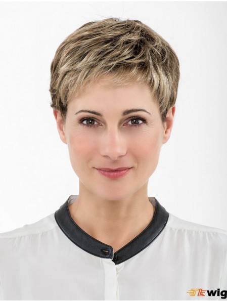 Straight Boycuts Capless 4 inch Blonde Cropped Synthetic Wig