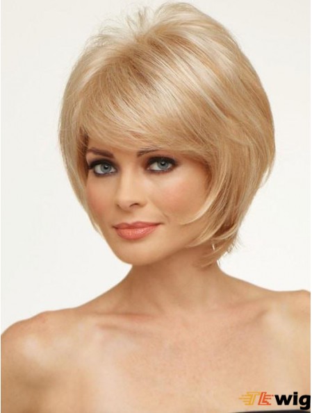 Copper With Bangs Straight 8 inch Chin Length Monofilament Hair Topper