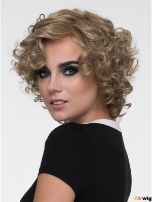 Brown Layered Curly 10 inch Chin Length Mono Wigs Sale
