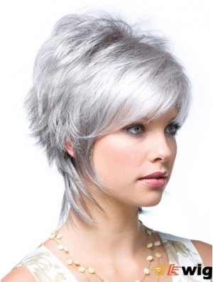 Cheap Wavy Short Ladies Grey Synthetic Wigs