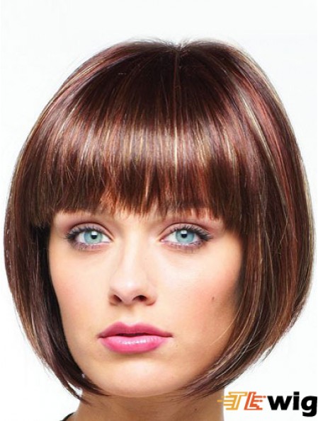 Wig Bob Chin Length With Lace Front Synthetic