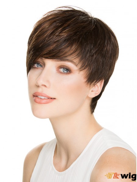 4 inch Fashionable Straight Boycuts Brown Short Wigs