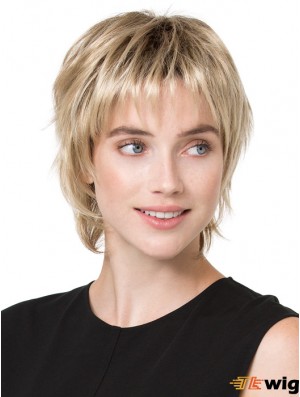 6 inch Convenient Straight Boycuts Blonde Short Wigs
