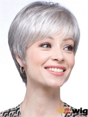 Grey Wigs For Women With Lace Front Grey Cut Short Length