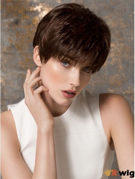 Boycuts Cropped Brown Straight Fashion Petite Wigs
