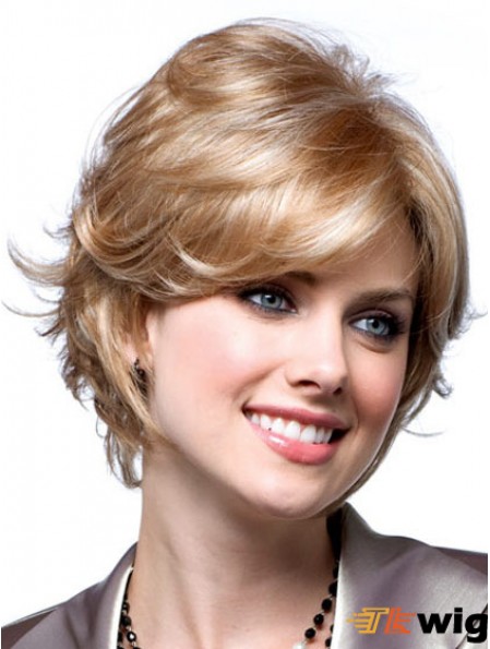 Cheap Monotop Wigs With Monofilament Blonde Color Short Length