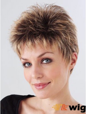 Synthetic Cropped Monofilam Boycuts Hand Tied Mono Petite Wigs