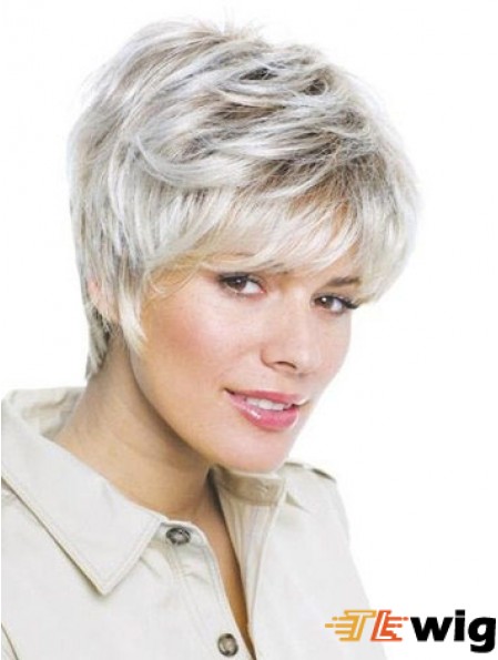 Synthetic Amazing Short Wavy Grey Wigs