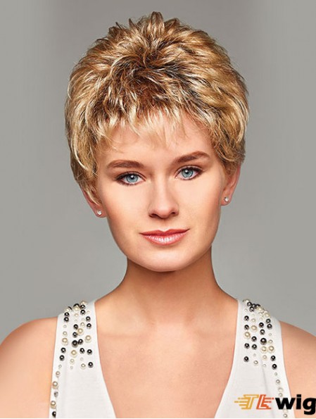 Mono Hair Toppers UK Cropped Length Blonde Color Curly Style Boycuts