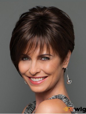 Mono Wigs UK Short Length Brown Color Layered Cut Straight Style