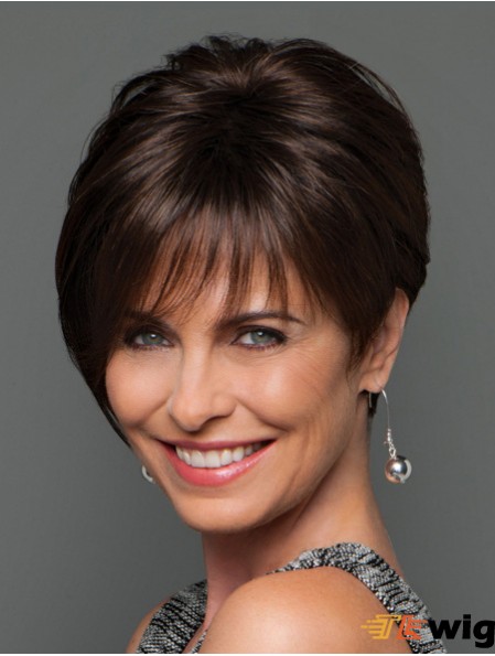 Mono Wigs UK Short Length Brown Color Layered Cut Straight Style