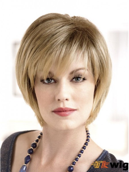 Chin Length Straight Monofilament Blonde Modern Bob Wigs
