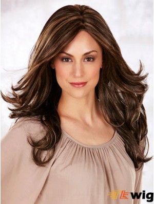 Long Monofilament Wigs Wavy Style Long Length Brown Color