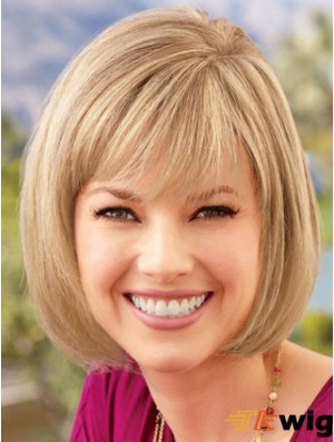 Lace Front Chin Length Straight Blonde Comfortable Bob Wigs