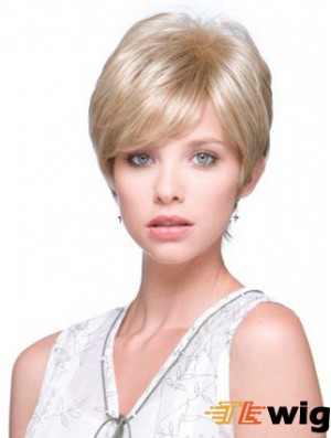 6 inch Online Straight Boycuts Blonde Short Wigs